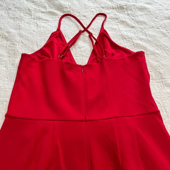Express Deep V Red Jumpsuit - Picture 7 of 7